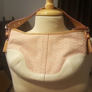 Coach light pink and white purse